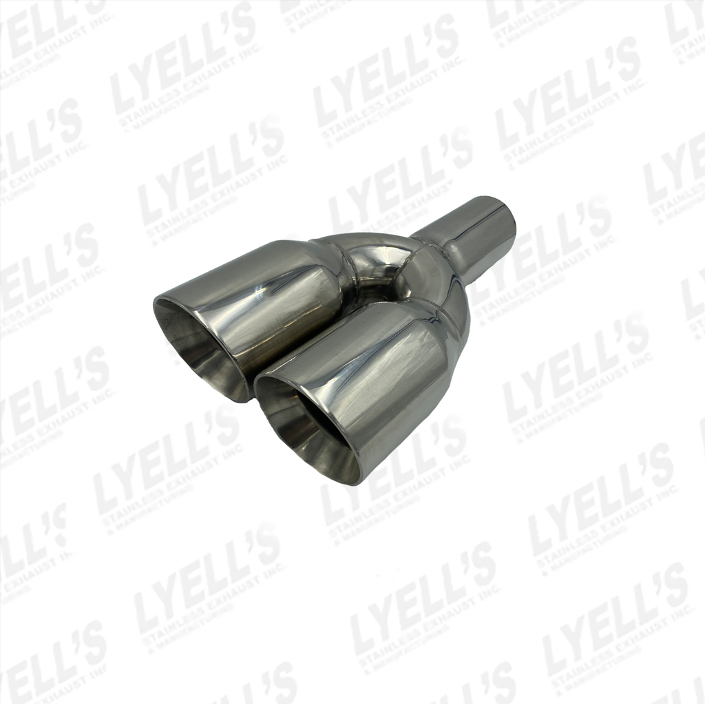 3 1/2 Dual OD Round - 2 1/2 ID Inlet - 304 Stainless Exhaust Tip